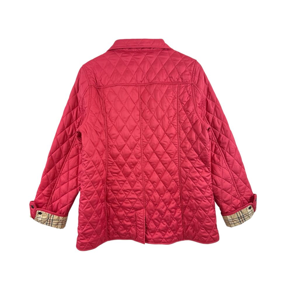 LL Bean Quilted Jacket Snap Front Pink Plaid Lined Sz S Preppy Outdoors Gorpcore - Picture 2 of 8